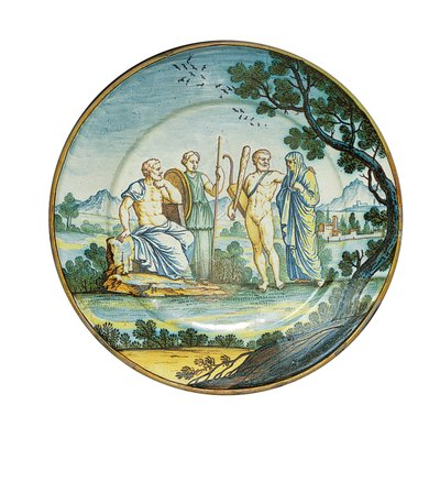 Siena bord, met Hercules die Alcestis voor koning Admetus brengt, c.1745 door Ferdinando Maria Campani