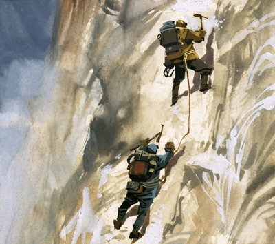 Hillary en Tensing op de hellingen van de Mount Everest door Ferdinando Tacconi