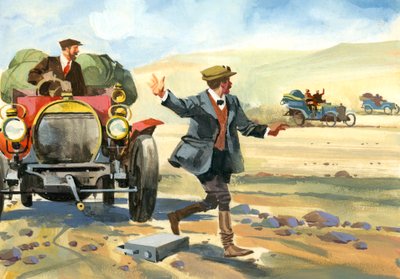 Tienduizend mijl autorace (gouache op papier) door Ferdinando Tacconi