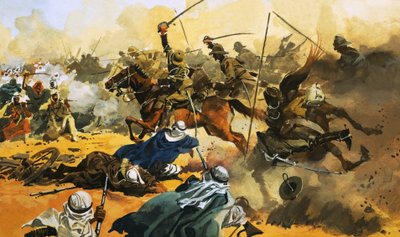 De 21st Lancers leiden de strijd tegen het Arabische bolwerk bij Omdurman in 1897 door Ferdinando Tacconi