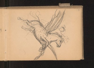 Pegasus mit Reiter im Flug; verso: zusammen mit Karte 18 Notizen zu Farbpreisen door Ferdynand Ruszczyc