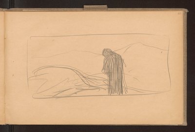 Recto: Der Tod des Pegasus; Verso: Skizzen von gekreuzten Ähren, Entwurf für die Dekoration der Ausgabe "Żurawce" Wl. 1910 door Ferdynand Ruszczyc