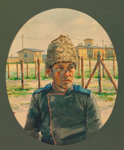 Portret van een Russische artillerist die het ziekenhuis verlaat, Gustrow door Fernand Barbier