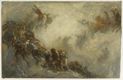 Schets voor het paleontologie amfitheater in het Parijse Museum voor Natuurgeschiedenis: Menselijke Rassen (Plafond) door Fernand Cormon
