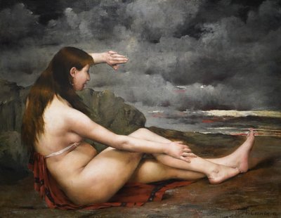 Het meisje dat naar de zee kijkt door Fernand Cormon