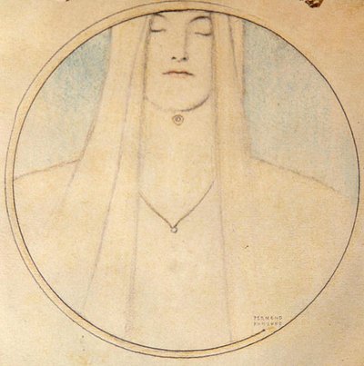 Hoofd van een vrouw door Fernand Khnopff