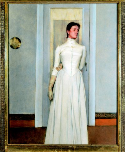 Portret van Marguerite Khnopff, zus van de kunstenaar door Fernand Khnopff