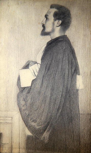 Portret van een man door Fernand Khnopff