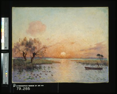 De vijver bij zonsondergang (La Mare Au Coucher Du Soleil) door Fernand Loyen du Puigaudeau