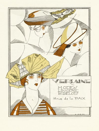 Advertentie voor Verlaine, Modes, Lingerie, Bibelots, pub. 1914 door Fernand Siméon