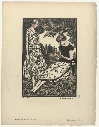 Gazette du Bon Ton, 1920 - No. 5, Pl. 34 : Un peu beaucoup door Fernand Siméon
