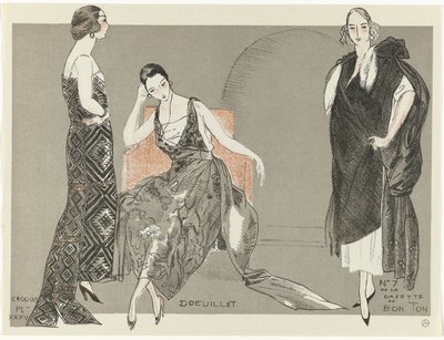 Gazette du Bon Ton, 1920 - No. 7, Croquis Pl. XXXV: Doeuillet door Fernand Siméon