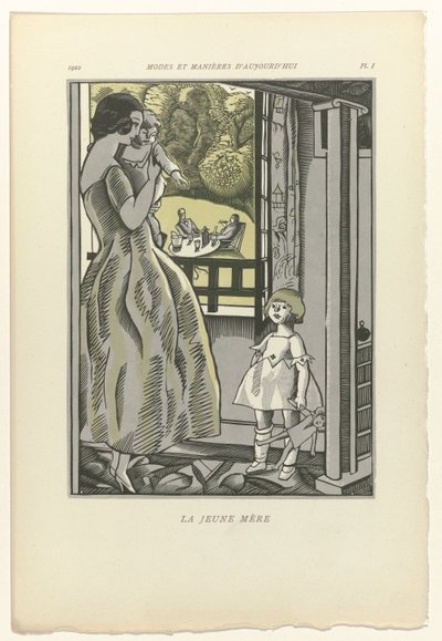 Modes en Manieren van Vandaag, 1922, Pl. 1: De jonge moeder door Fernand Siméon