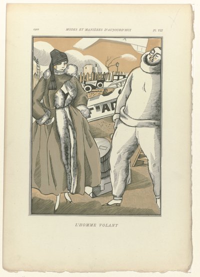 Modes en Manieren van Vandaag, 1922, Pl. 7: De Vliegende Man door Fernand Siméon