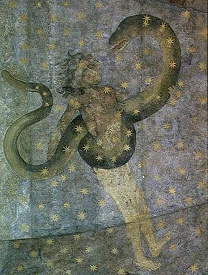 Een man en een slang (detail) door Fernando Gallego