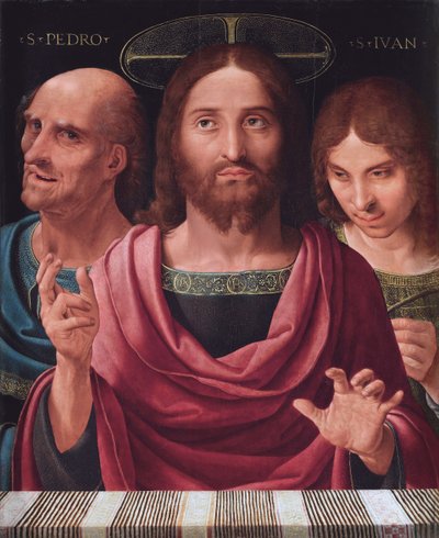 Salvator Mundi tussen Sint Petrus en Johannes, c.1507 door Fernando Yanez de Almedina