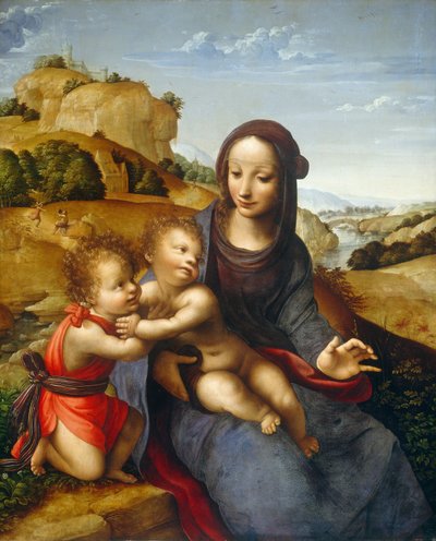 Madonna en Kind met de jonge Sint Johannes, ca. 1505 door Fernando Yáñez de la Almedina