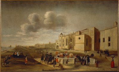 Panoramisch uitzicht op het Jeronimos-klooster en Belem-plein, Lissabon door Filipe Lobo