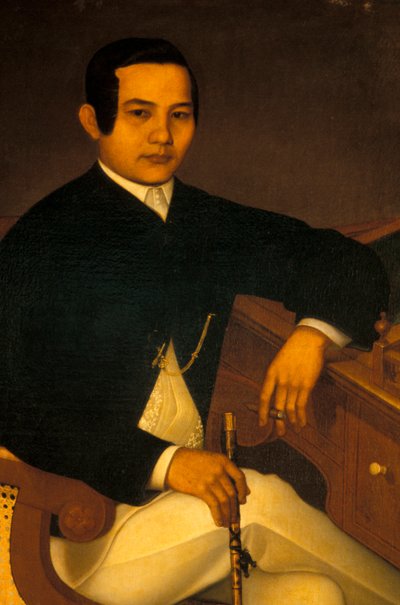 Portret van een man in traditionele Filipijnse kleding door Filipino School