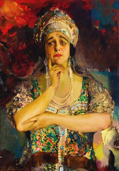 Portret van de zangeres Nadezhda Plevitskaya, 1924 door Filipp Andreevic Maljavin