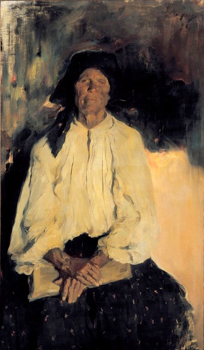 Portret van een oude dame door Filipp Andreevich Maliavin