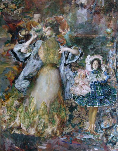 Zelfportret met vrouw en dochter, 1910 door Filipp Andreyevich Malyavin