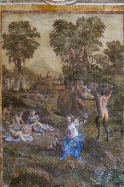 "Oogst", detail van de Camerino dei Baccanali door Filippino (and workshop) Lippi