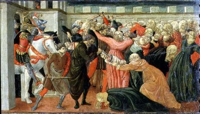 De Kindermoord, detail van een predellapaneel, c.1470 door Filippino (and workshop) Lippi