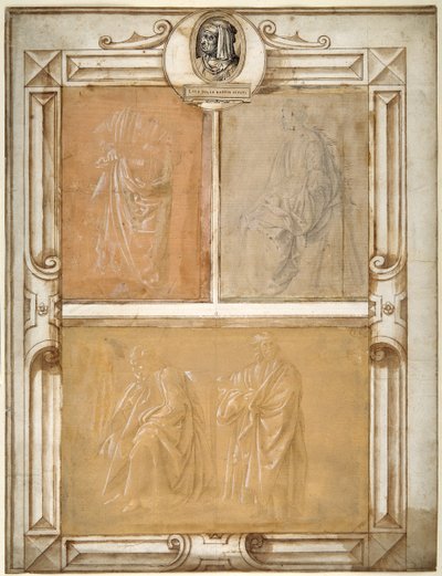 Studies van gedrapeerde figuren door Filippino (follower of) Lippi