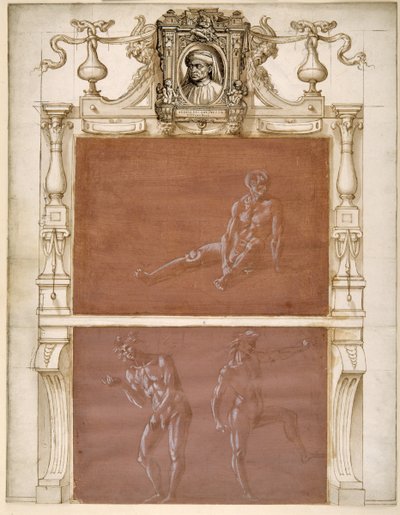 Een naakte zittende man en twee mannelijke naakten door Filippino Lippi