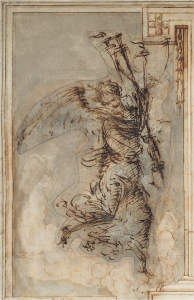 Een engel met een fakkel, ca 1500-1504 (pentekening) door Filippino Lippi