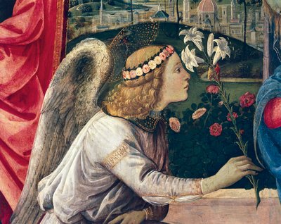 Annunciatie en Heiligen door Filippino Lippi