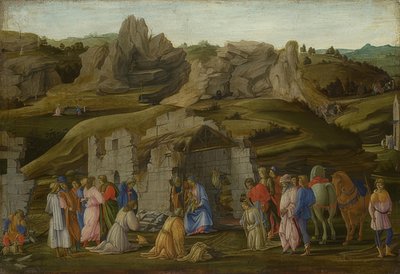 De aanbidding der koningen. Om 1480 door Filippino Lippi