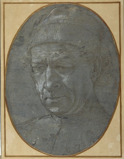 Hoofd van een oudere man met een pet door Filippino Lippi