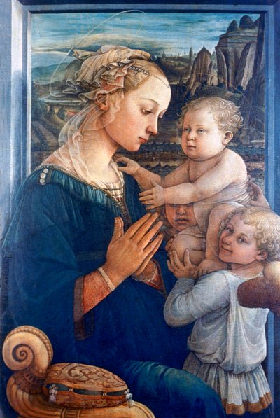 Madonna en kind met engelen, ca. 1455 door Filippino Lippi