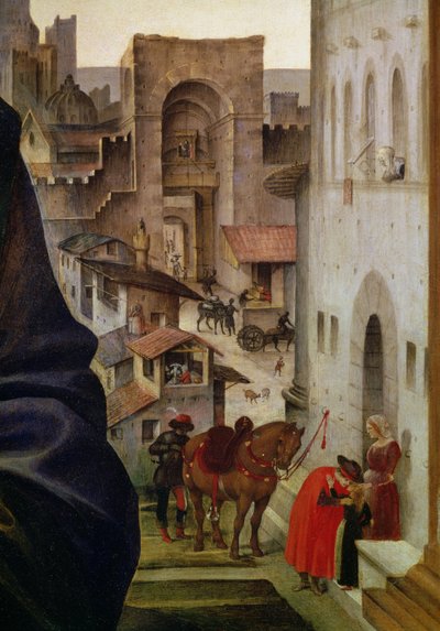 Nerli Altaarstuk, detail van de San Frediano poort in Florence door Filippino Lippi