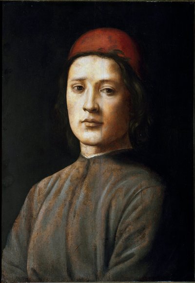 Portret van een jonge man met een rode hoed door Filippino Lippi
