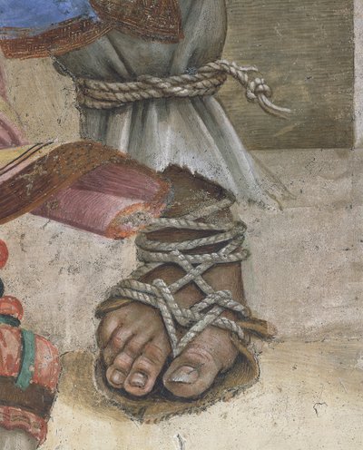 Sint Jan Evangelist wekt Drusiana op door Filippino Lippi (detail) door Filippino Lippi
