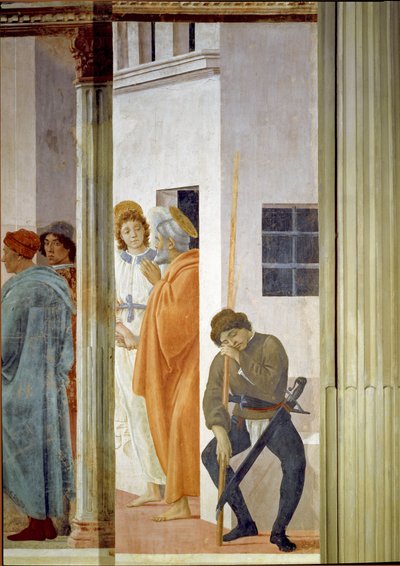 Sint Petrus bevrijd uit de gevangenis door een engel door Filippino Lippi