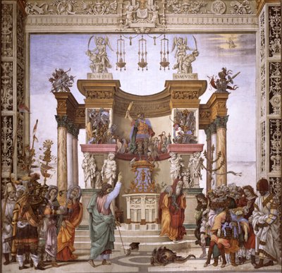 St. Philip die de demon uit de tempel van Mars verdrijft, zuidmuur van de Strozzi-kapel, ca. 1497-1502 door Filippino Lippi
