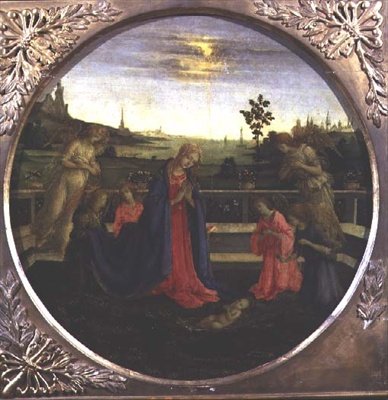 De aanbidding van het kindje Jezus door Filippino Lippi