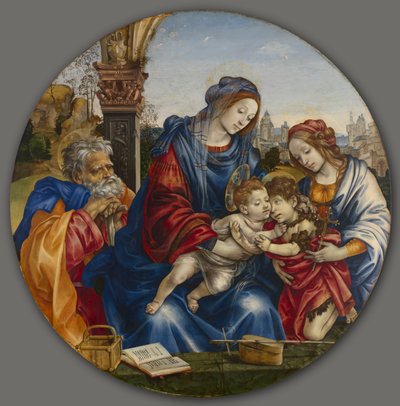 De Heilige Familie met Sint Johannes de Doper en Sint Margaretha, c. 1495 door Filippino Lippi