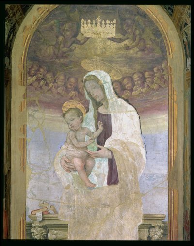 De Madonna en Kind, een detail van het tabernakel van de Canto al Mercatale, 1498 door Filippino Lippi