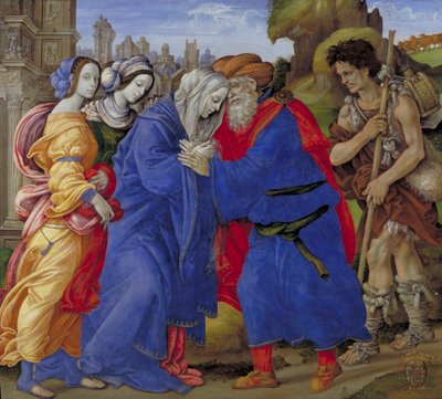 De ontmoeting van Joachim en Anna buiten de Gouden Poort van Jeruzalem door Filippino Lippi