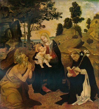 De Maagd en het Kind met de Heiligen Hiëronymus en Dominicus, ca. 1485, 1911 door Filippino Lippi