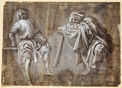 Twee zittende figuren door Filippino Lippi
