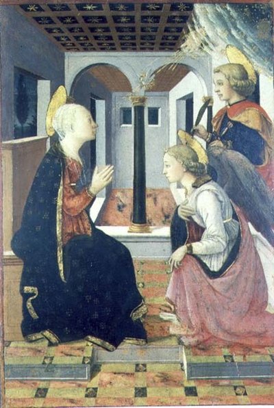 De Annunciatie met St. Julianus door Filippo (workshop of) Lippi
