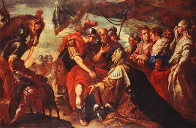 Coriolanus overgehaald door zijn familie om het beleg van Rome op te heffen, ca. 1660-61 door Filippo Abbiati