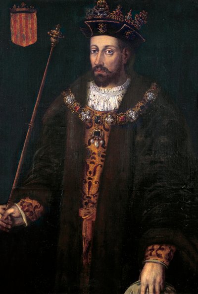 Portret van Alfons III van Catalonië, IV van Aragon, genaamd de welwillende (1299 - 1336), koning van Aragon en Sardinië door Filippo Ariosto