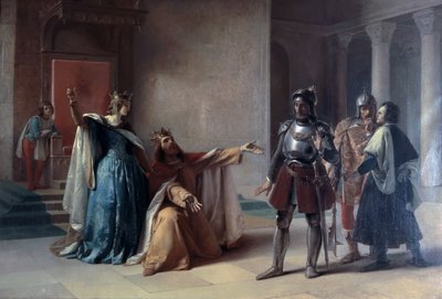 Keizer Frederik Barbarossa en hertog Hendrik de Leeuw in Chiavenna, voor 1860 door Filippo Carcano